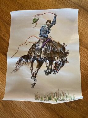 New canvas bucking cowboy with embroidered accents